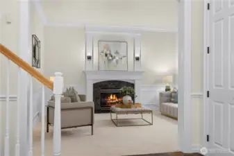 New paint, carpet and lighting in the great room.