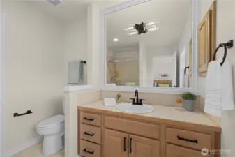 Ensuite bathroom off the secondary upstairs suite.