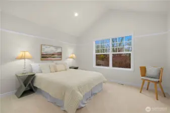 Bedroom #4 upstairs. Vaulted ceilings, new paint and carpet.