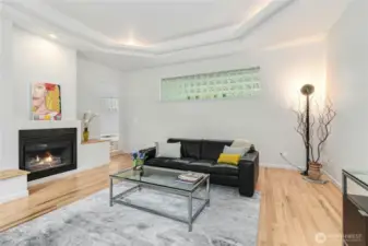 Another perspective of the spacious living room.