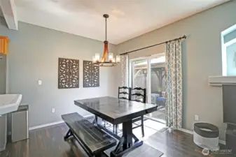 A view of the kitchen dining area from living room.