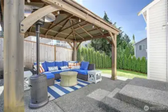 A view SE across gazebo and back patio area.