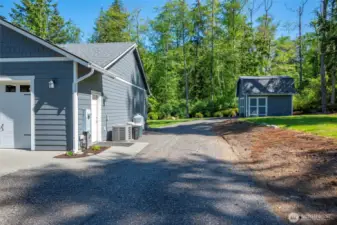 The shed had a second story loft. Plenty of room for parking your RV's Boats and toys.