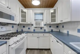 Gas stove top.  air conditioning unit in kitchen can be moved.