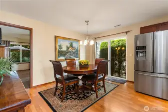 Dining area with sliding glass doors