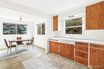 Kitchen looking at dining area.