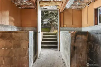 Outside entry to basement.