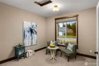 Front office with French doors. This could be a 5th main floor bedroom (closet out of view to the left).