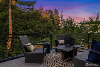 Relax on your private deck with Lake Washington views