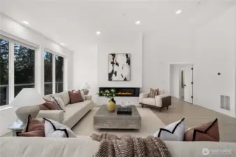 Electric curtains in living room