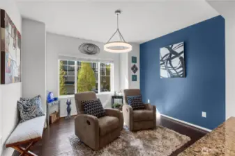 This flexible space is meant to be a dining room but it can also be and extra living space or office area.