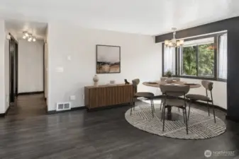 A lovely dining nook to entertain your dinner guests. This photo is virtually staged.