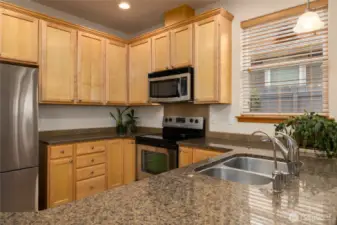 Granite countertops, stainless appliances.