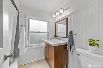 Full bath on upper floor.