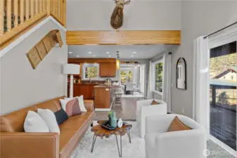 Living Room with GORGEOUS views and wrap around deck