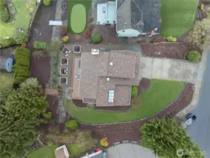 Elevated view of this manicured yard.