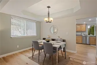Tray ceiling gives this room a formal, yet comfortable feel.