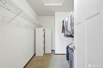 Walk in closet in the primary suite