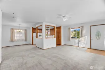 Living room and dining room to the left towards the kitchen