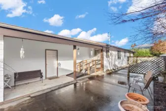 Patio with covered porch.