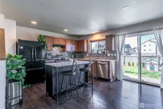 The mobile kitchen island is great for entertaining.