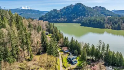 Beautiful Alder Lake with Mt Rainier in the background