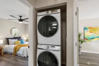 The stackable washer and dryer will remain with the home.