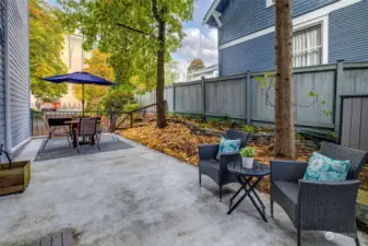 Looking out to the West, on the North side of the condo, finds your private fully fenced patio.