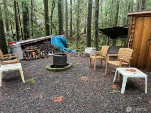 Fire pit area backs up to expansive greenbelt