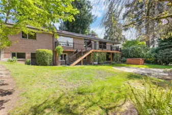 Mature landscaping in back yard
