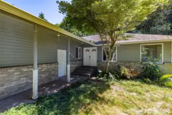 Darling covered walk and porch