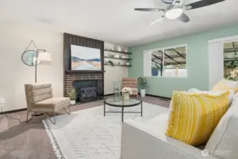 The wood stove insert ensures you'll stay cozy no matter the weather outside.