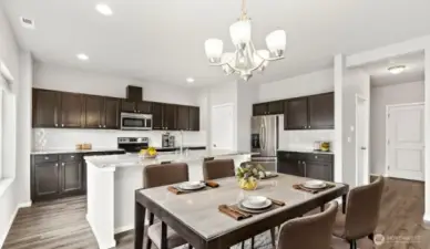 Virtually Staged kitchen and dining area