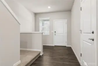 Garage entry door close to front door for easy access as well