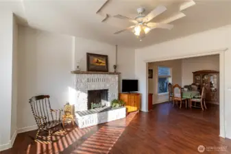 Real fireplace for cozy comfort or warm welcome
