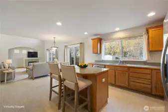 Kitchen w/Island  Virtually Staged