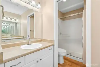 Master bath features two vanities