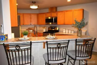 Newer stainless steel appliances and Quartz countertops