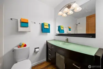 full bathroom on hallway