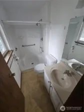 Step in shower in the en-suite bathroom.