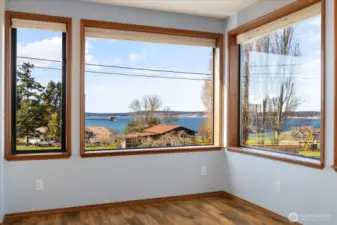 View of Penn Cove and Wharf from Living room