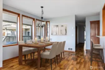 Dining room, from Living room, virtually staged