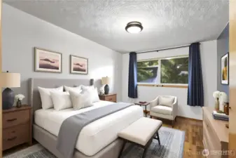 Virtually stage lower bedroom