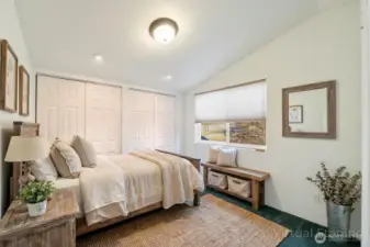 Virtually staged upper bedroom