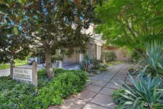 Well landscaped walkway.