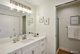 In-suite updated bathroom w/walk-in shower