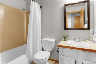 Hall bathroom, with nice sized tub.