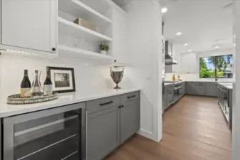 Butlers pantry with beverage fridge