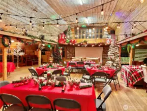 The barn at Christmas time.