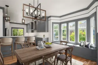 open floor plan kitchen/dining/living area *virtually staged*